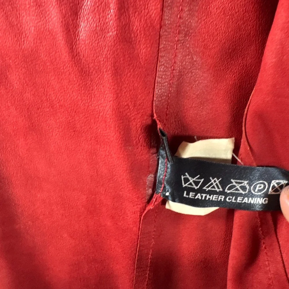 YANKO Suede Leather Moto Jacket Womens 40 Red Long Sleeve Full Zip Outerwear